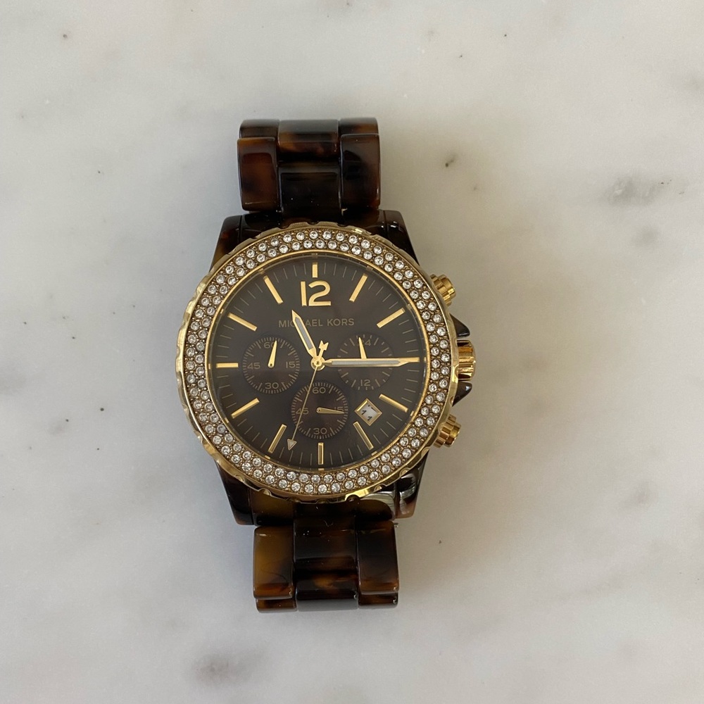 Michael Kors oversized tortoise shell watch